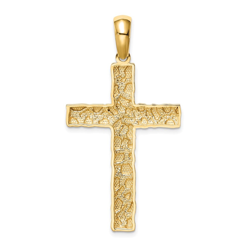 10K Yellow Gold Solid Polished Extra Large Nugget Latin Cross Pendant