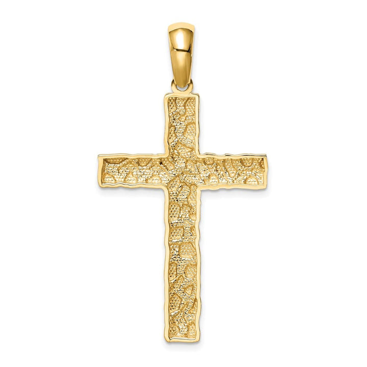 10K Yellow Gold Solid Polished Extra Large Nugget Latin Cross Pendant