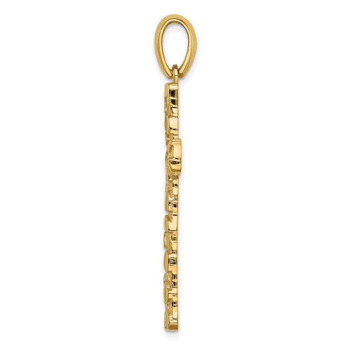 10K Yellow Gold Solid Polished Extra Large Nugget Latin Cross Pendant