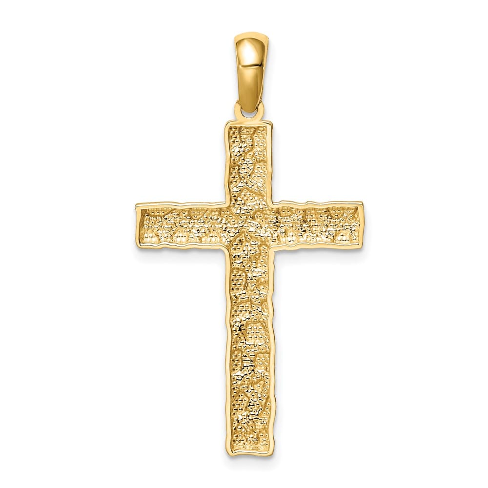 10K Yellow Gold Solid Polished Extra Large Nugget Latin Cross Pendant