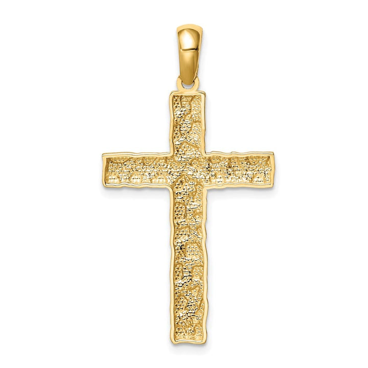 10K Yellow Gold Solid Polished Extra Large Nugget Latin Cross Pendant