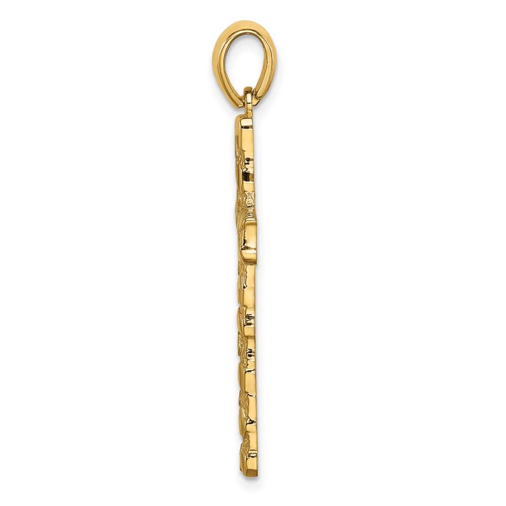 10K Yellow Gold Solid Polished Extra Large Nugget Latin Cross Pendant