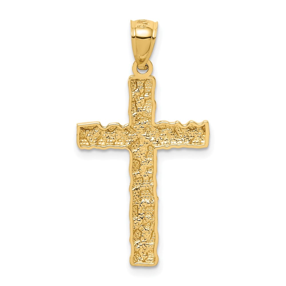 10K Yellow Gold Solid Polished Extra Large Nugget Latin Cross Pendant