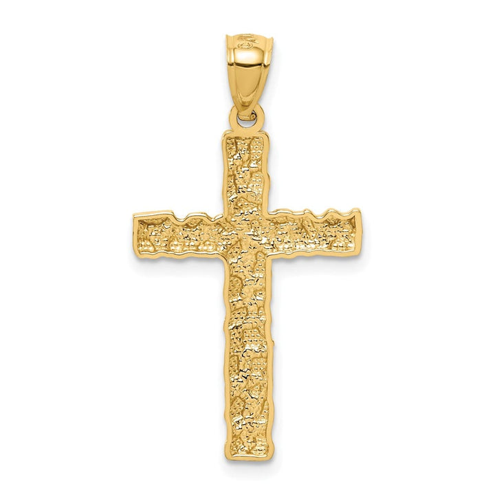 10K Yellow Gold Solid Polished Extra Large Nugget Latin Cross Pendant