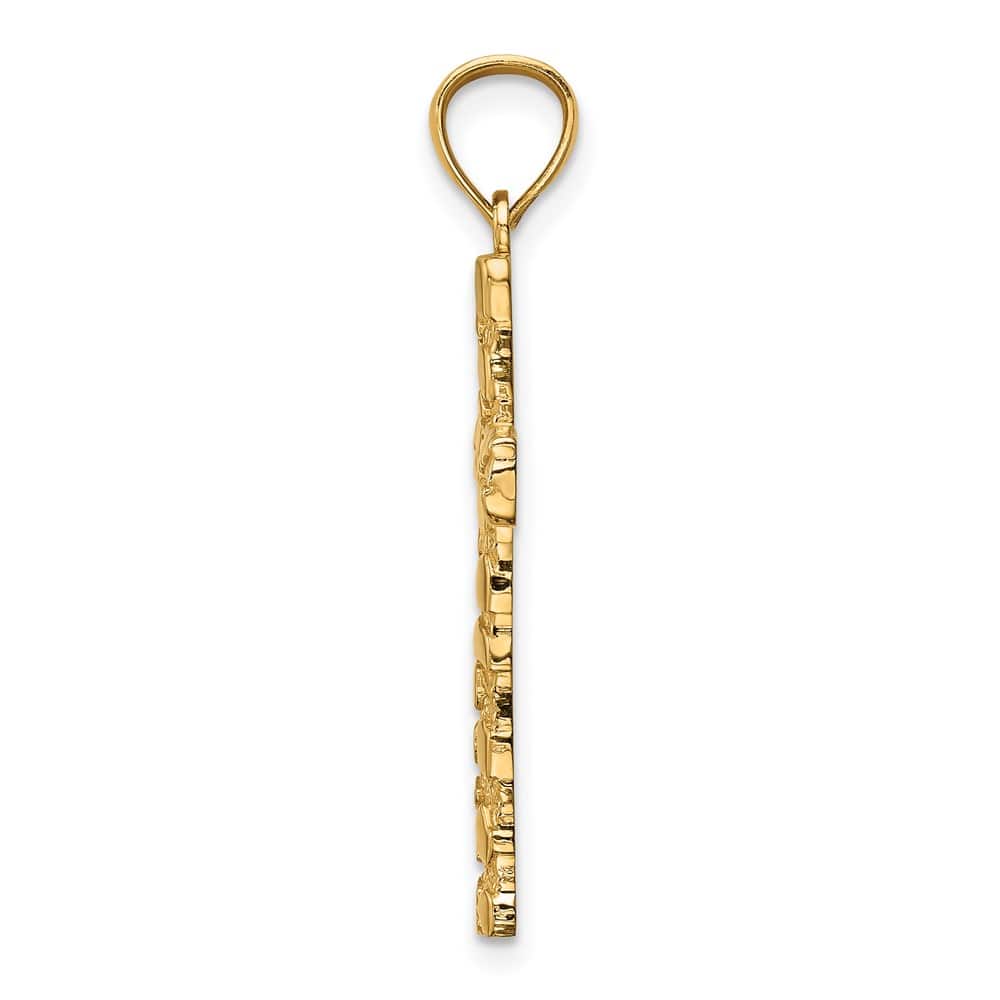 10K Yellow Gold Solid Polished Extra Large Nugget Latin Cross Pendant