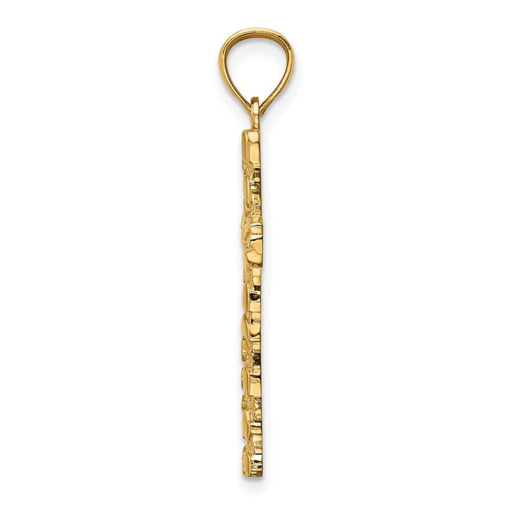 10K Yellow Gold Solid Polished Extra Large Nugget Latin Cross Pendant