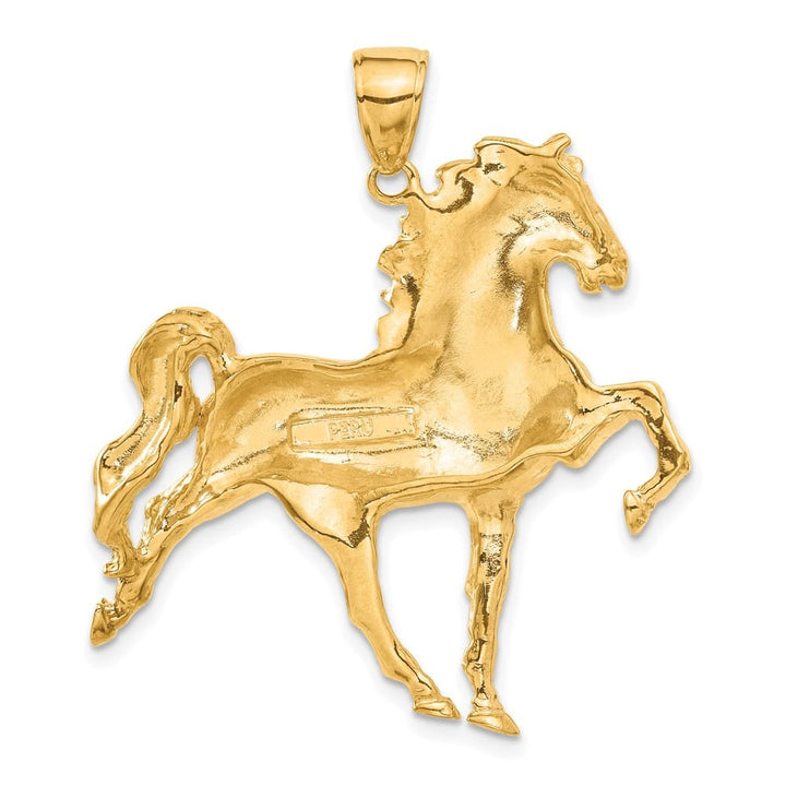 10K Yellow Gold Solid Polished Extra Large Open-Backed Horse Pendant