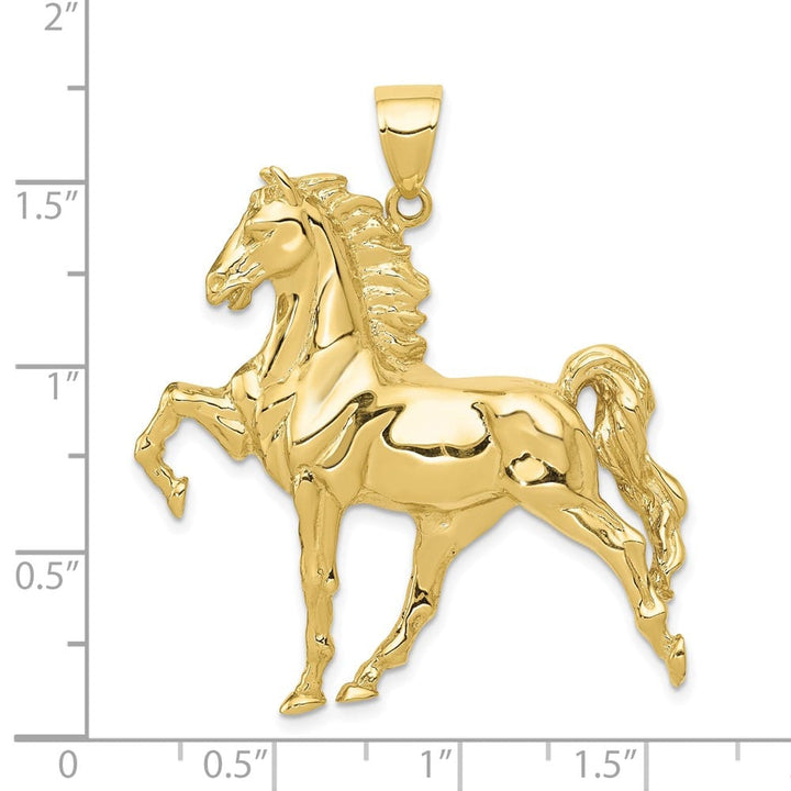 10K Yellow Gold Solid Polished Extra Large Open-Backed Horse Pendant