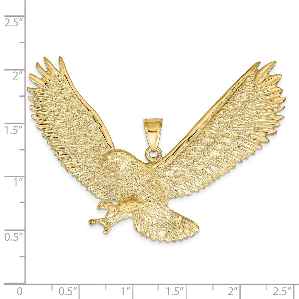 10K Yellow Gold Solid Polished Extra Large X-Eagle Pendant