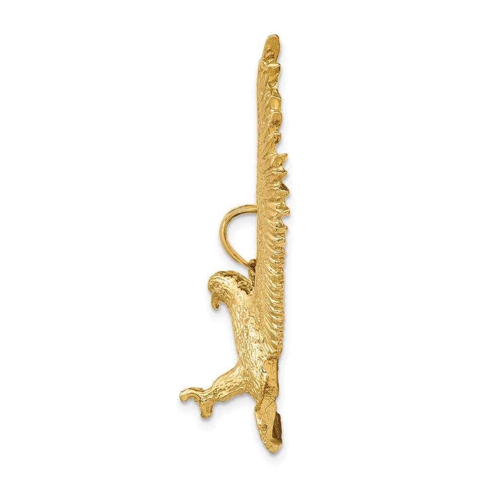 10K Yellow Gold Solid Polished Extra Large X-Eagle Pendant