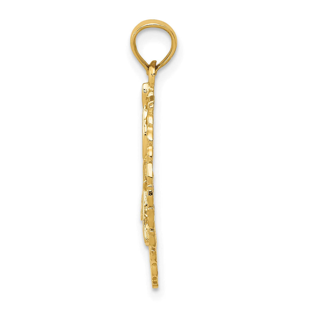 10K Yellow Gold Solid Polished Framed Gymnast in Wreath Pendant, Large