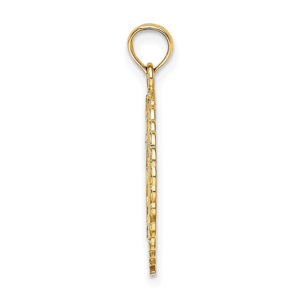 10K Yellow Gold Solid Polished Framed Gymnast in Wreath Pendant, Small