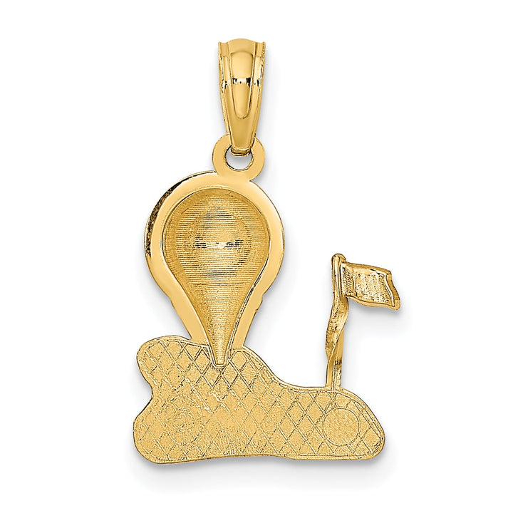 10K Yellow Gold Solid Polished Golf Ball and Tee Charm