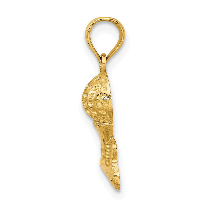 10K Yellow Gold Solid Polished Golf Ball and Tee Charm