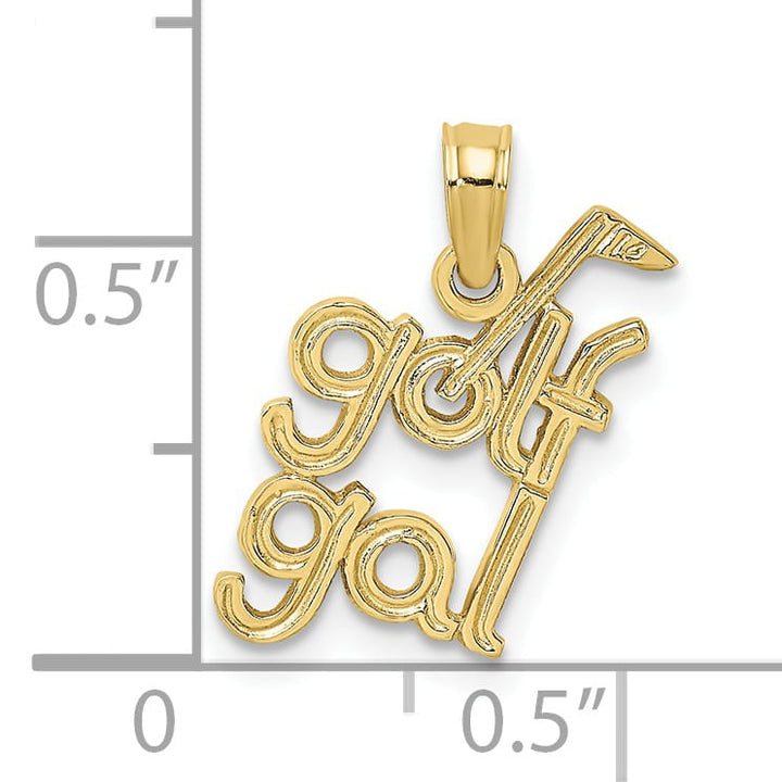 10K Yellow Gold Solid Polished Golf Gal Charm