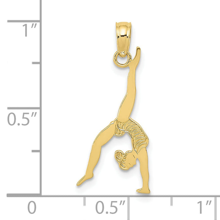 10K Yellow Gold Solid Polished Gymnast Pendant