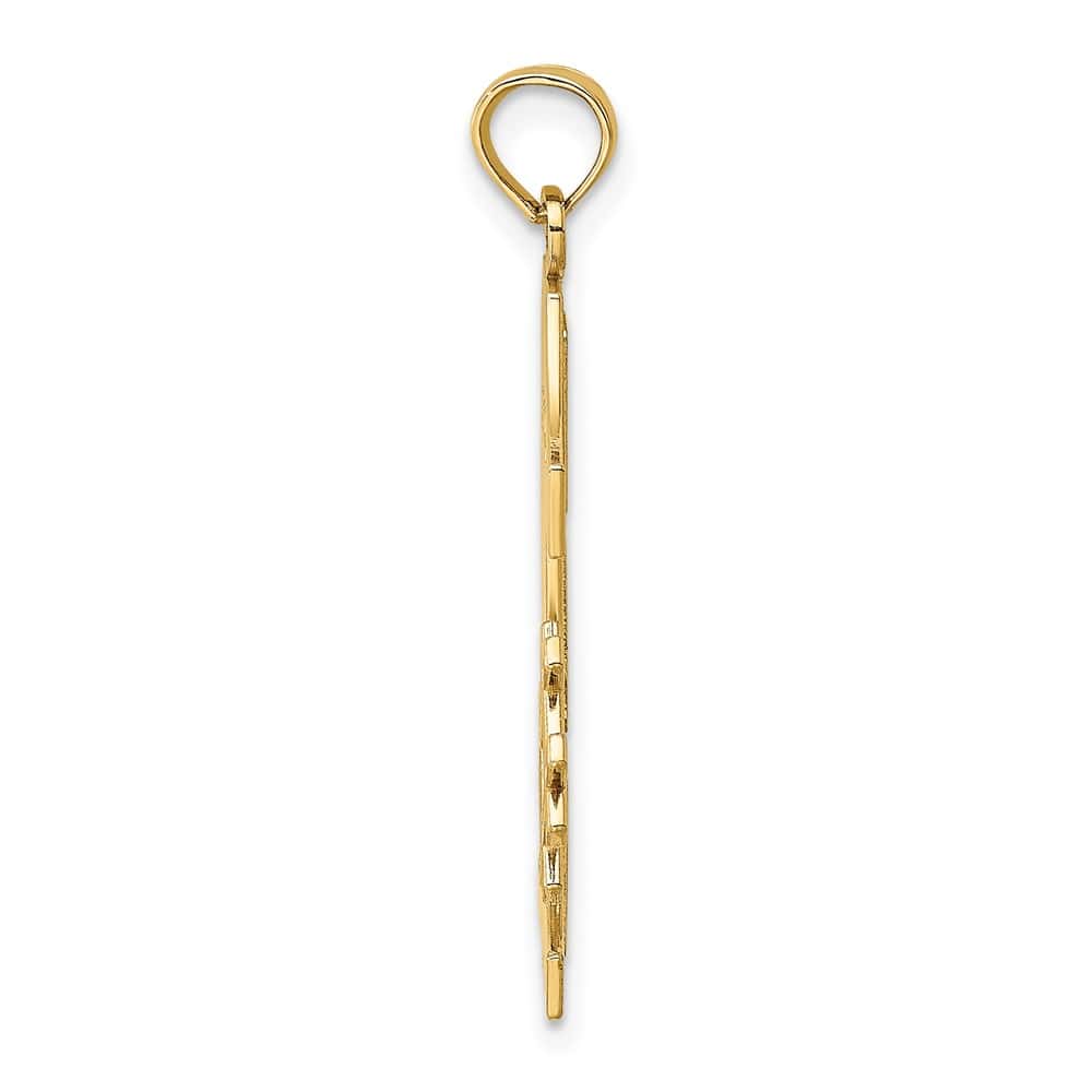 10K Yellow Gold Solid Polished Large #1 DAD Charm