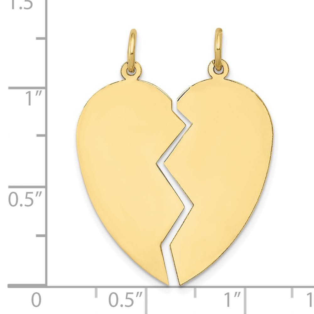 10K Yellow Gold Solid Polished Large 2-Piece Heart Charm Set