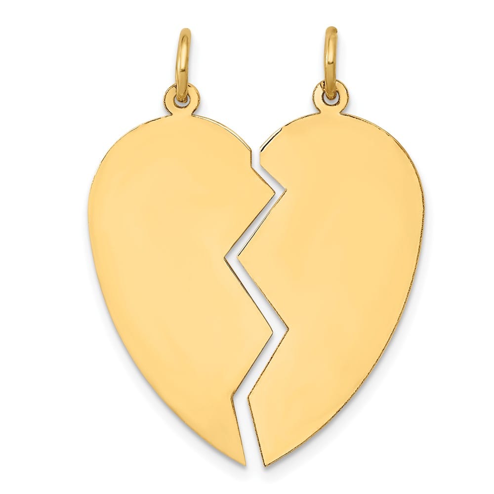10K Yellow Gold Solid Polished Large 2-Piece Heart Charm Set