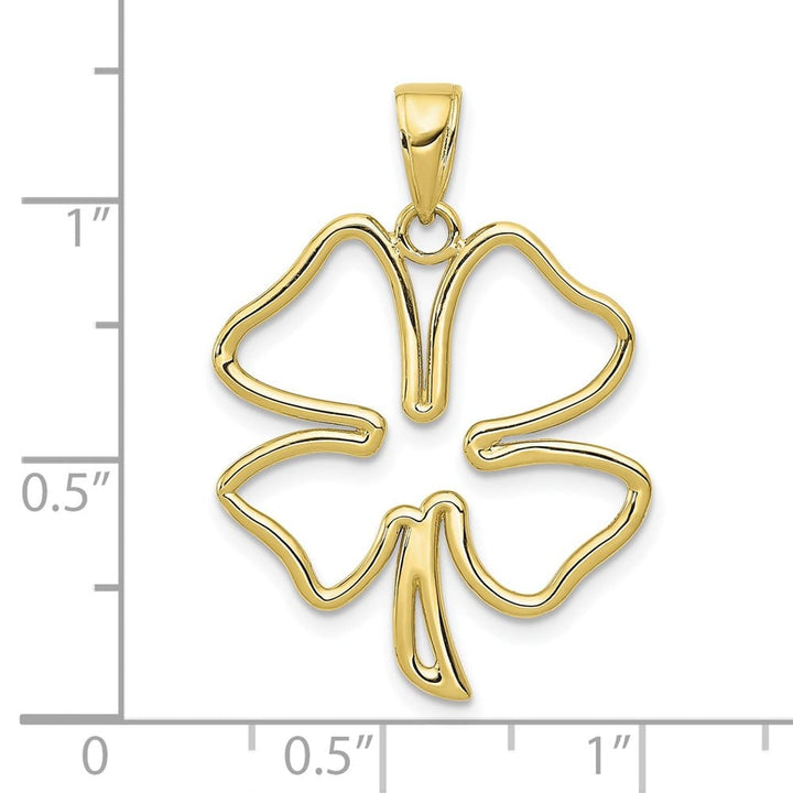 10K Yellow Gold Solid Polished Large 4-Leaf Clover Cut-out Pendant