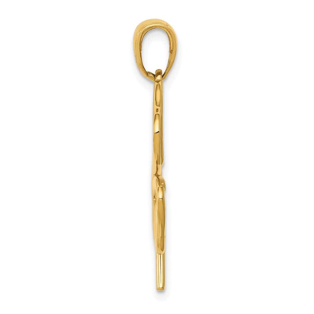 10K Yellow Gold Solid Polished Large 4-Leaf Clover Cut-out Pendant