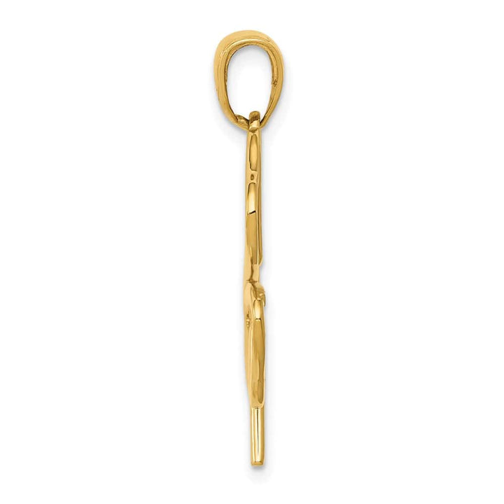 10K Yellow Gold Solid Polished Large 4-Leaf Clover Cut-out Pendant