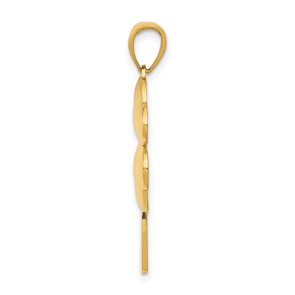 10K Yellow Gold Solid Polished Large 4-Leaf Clover Pendant