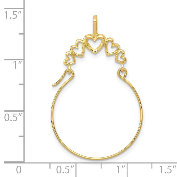 10K Yellow Gold Solid Polished Large 5-Heart Charm Holder