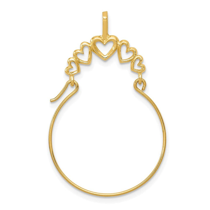 10K Yellow Gold Solid Polished Large 5-Heart Charm Holder
