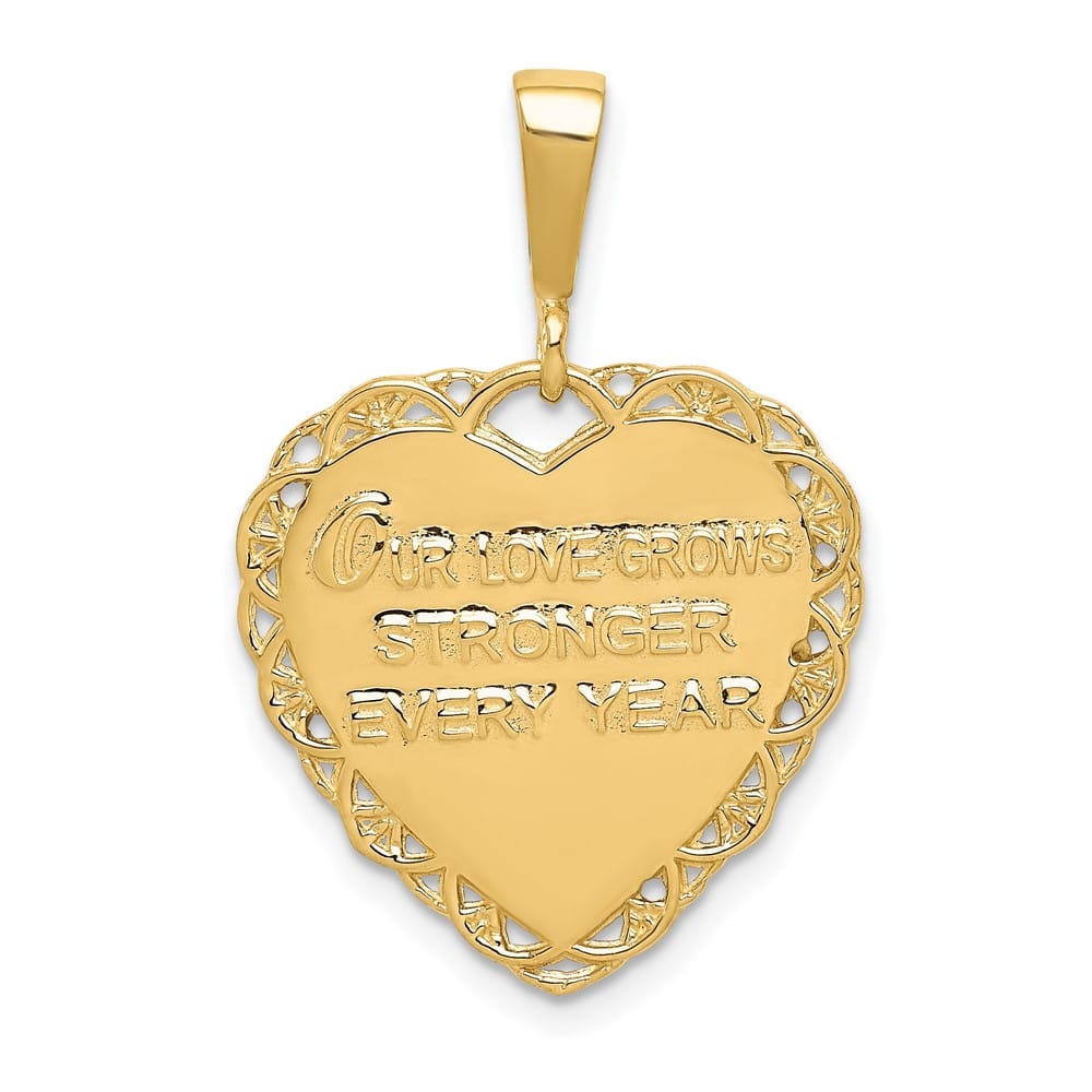 10K Yellow Gold Solid Polished Large 50th Anniversary Heart Charm