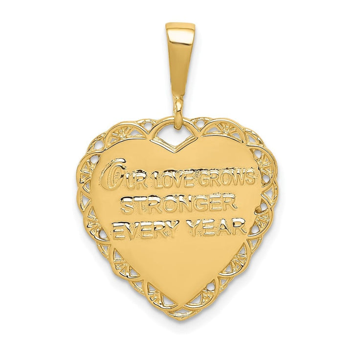 10K Yellow Gold Solid Polished Large 50th Anniversary Heart Charm