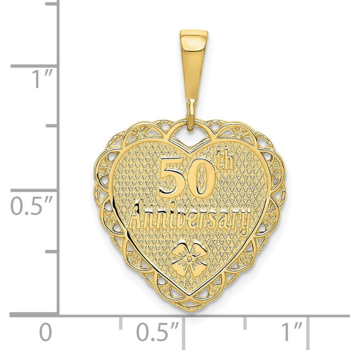 10K Yellow Gold Solid Polished Large 50th Anniversary Heart Charm
