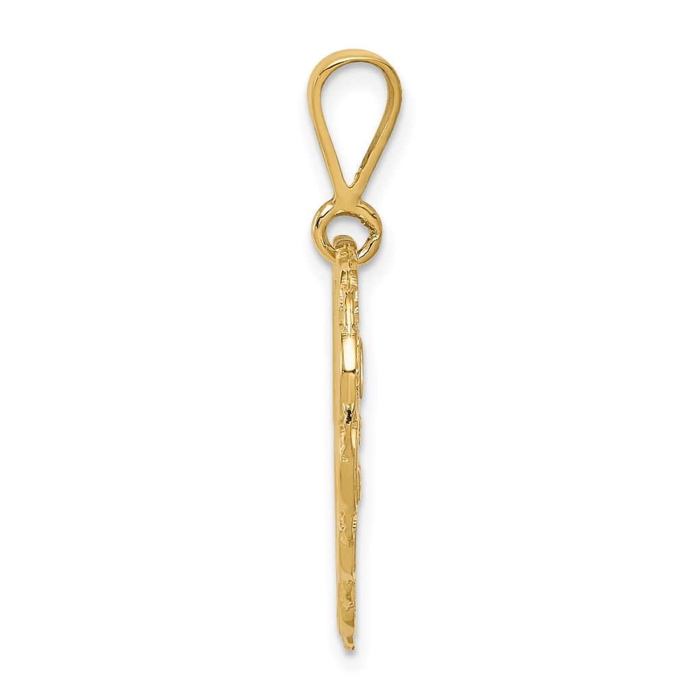 10K Yellow Gold Solid Polished Large 50th Anniversary Heart Charm