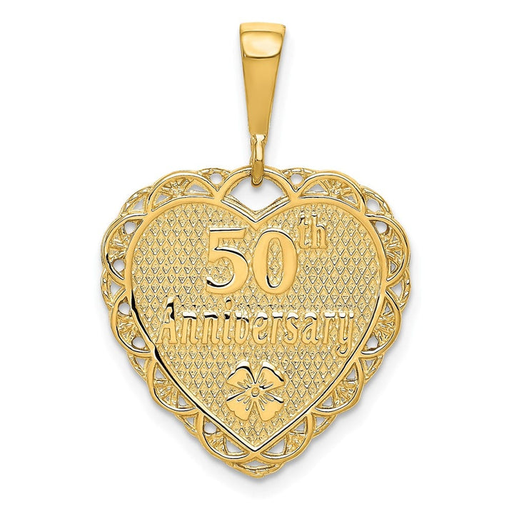 10K Yellow Gold Solid Polished Large 50th Anniversary Heart Charm