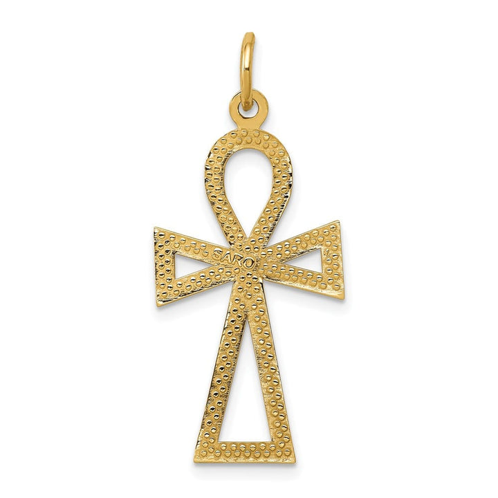 10K Yellow Gold Solid Polished Large Ankh Cross Charm