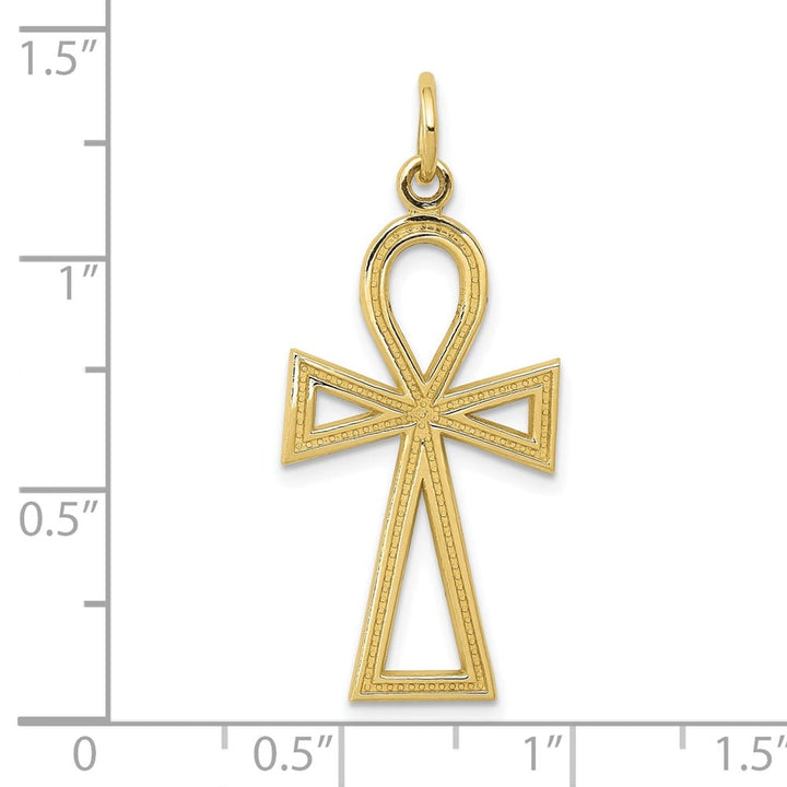 10K Yellow Gold Solid Polished Large Ankh Cross Charm