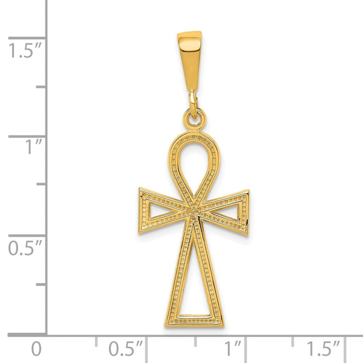 10K Yellow Gold Solid Polished Large Ankh Cross Charm