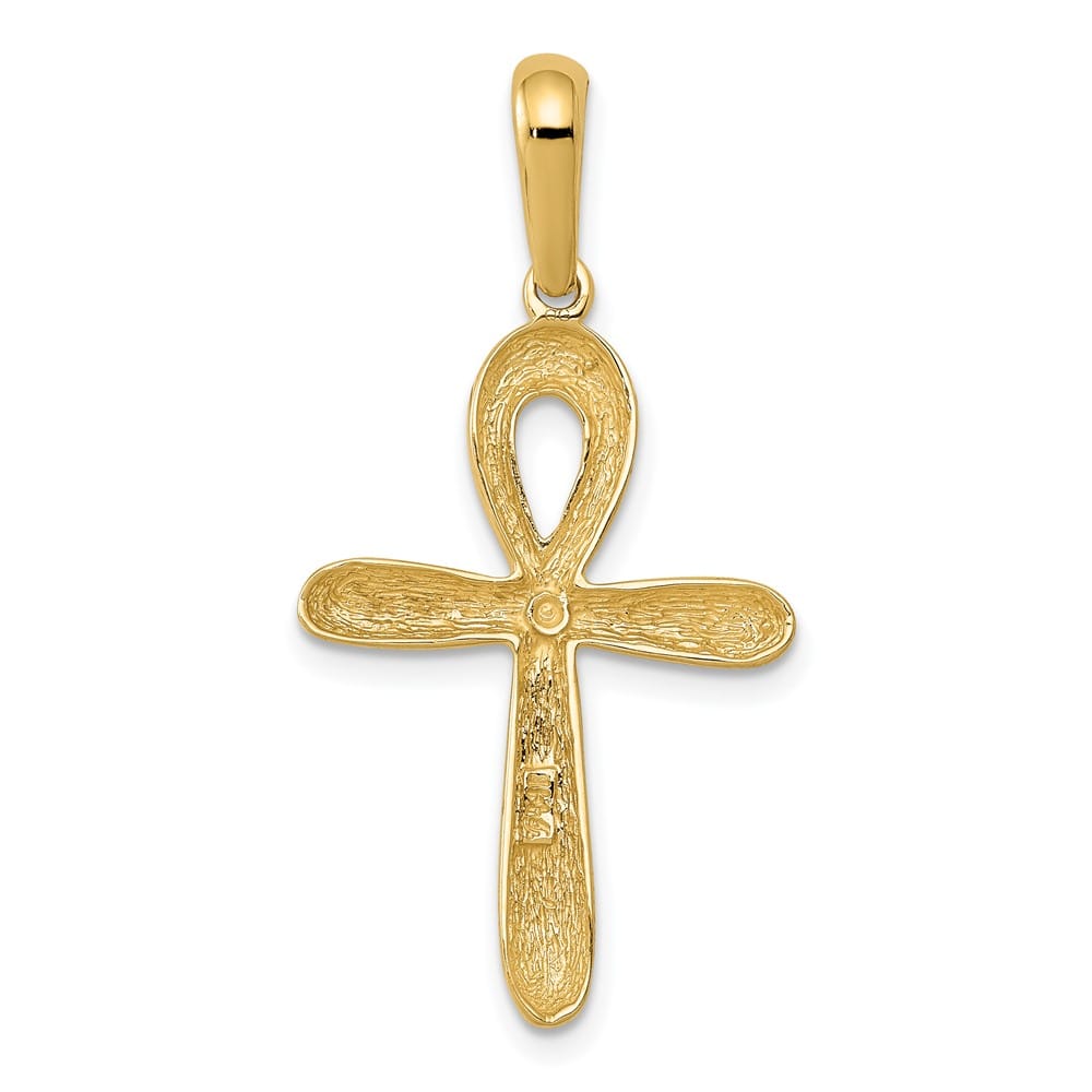 10K Yellow Gold Solid Polished Large Ankh Cross Pendant