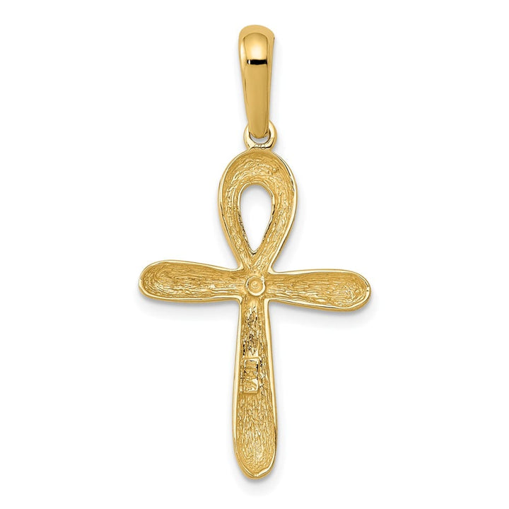 10K Yellow Gold Solid Polished Large Ankh Cross Pendant