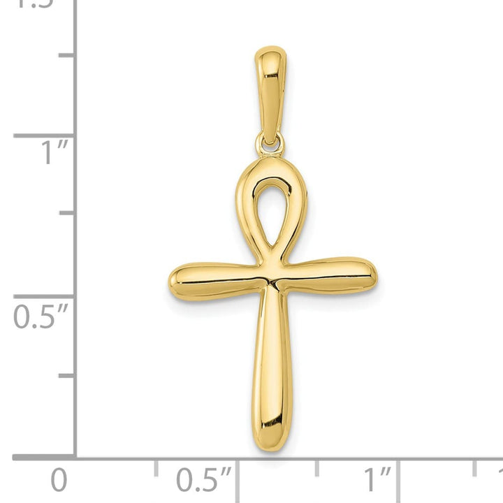 10K Yellow Gold Solid Polished Large Ankh Cross Pendant