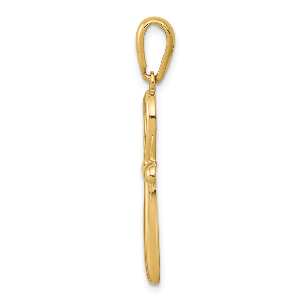 10K Yellow Gold Solid Polished Large Ankh Cross Pendant