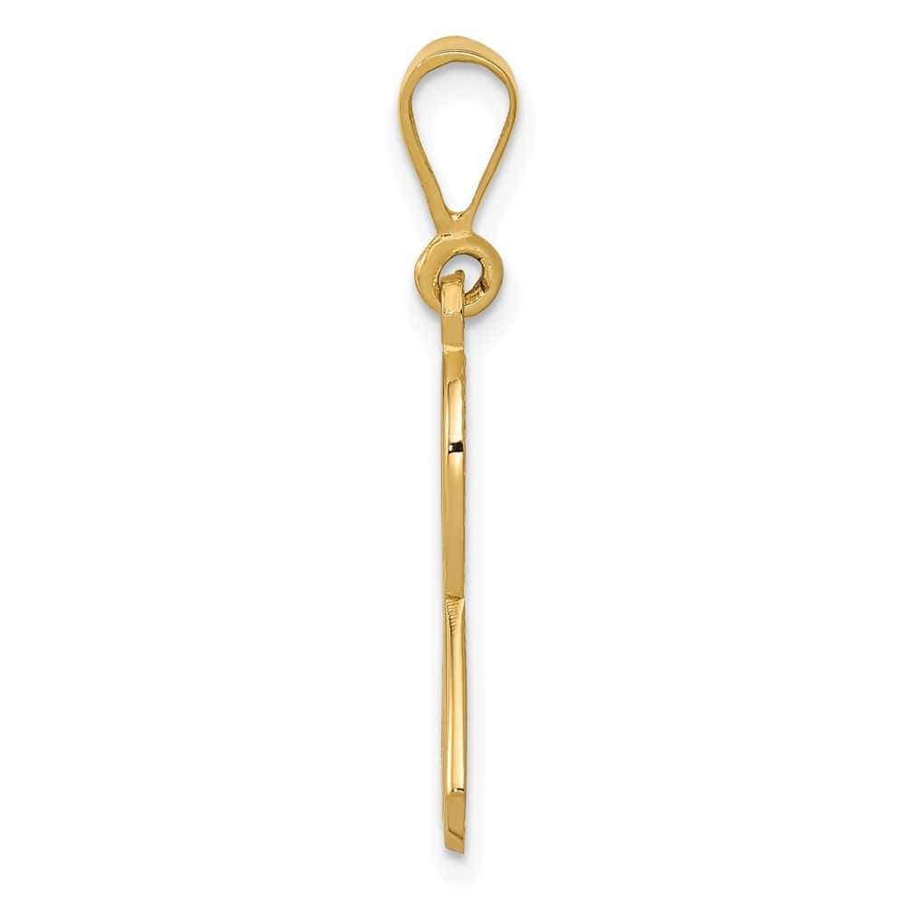 10K Yellow Gold Solid Polished Large Awareness Ribbon Pendant