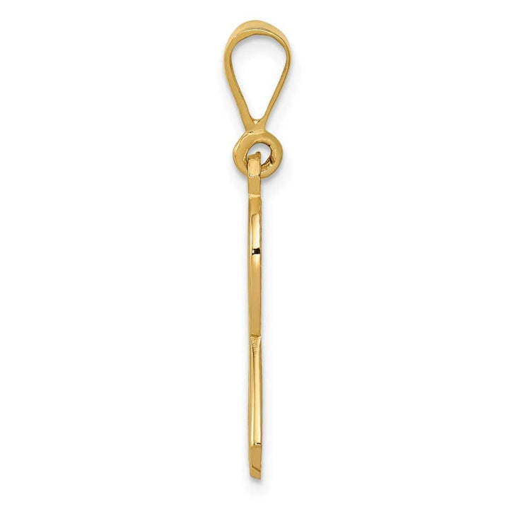 10K Yellow Gold Solid Polished Large Awareness Ribbon Pendant