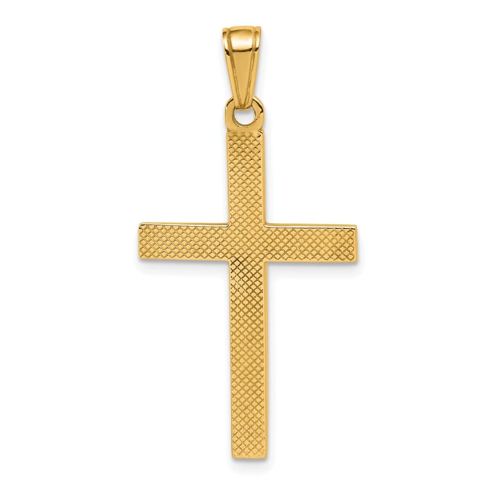 10K Yellow Gold Solid Polished Large Beveled Latin Cross Charm