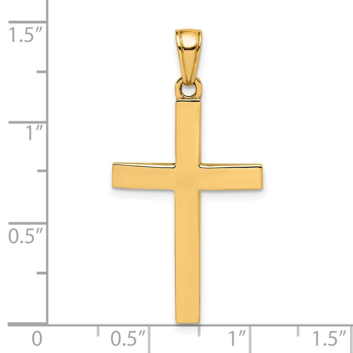 10K Yellow Gold Solid Polished Large Beveled Latin Cross Charm