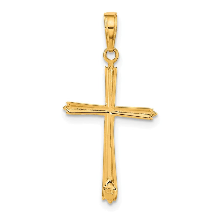 10K Yellow Gold Solid Polished Large Beveled Latin Cross Pendant