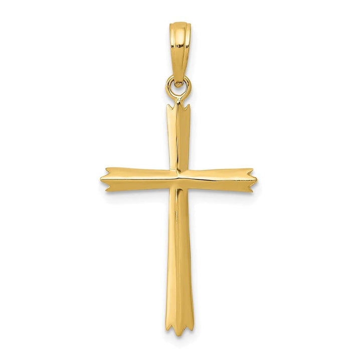 10K Yellow Gold Solid Polished Large Beveled Latin Cross Pendant