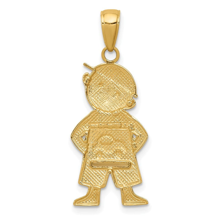 10K Yellow Gold Solid Polished Large Boy with Hands in Pockets Pendant