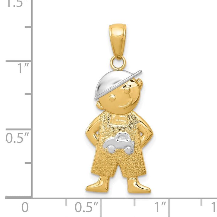 10K Yellow Gold Solid Polished Large Boy with Hands in Pockets Pendant