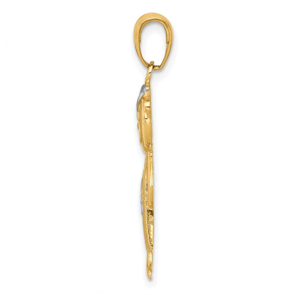 10K Yellow Gold Solid Polished Large Boy with Hands in Pockets Pendant